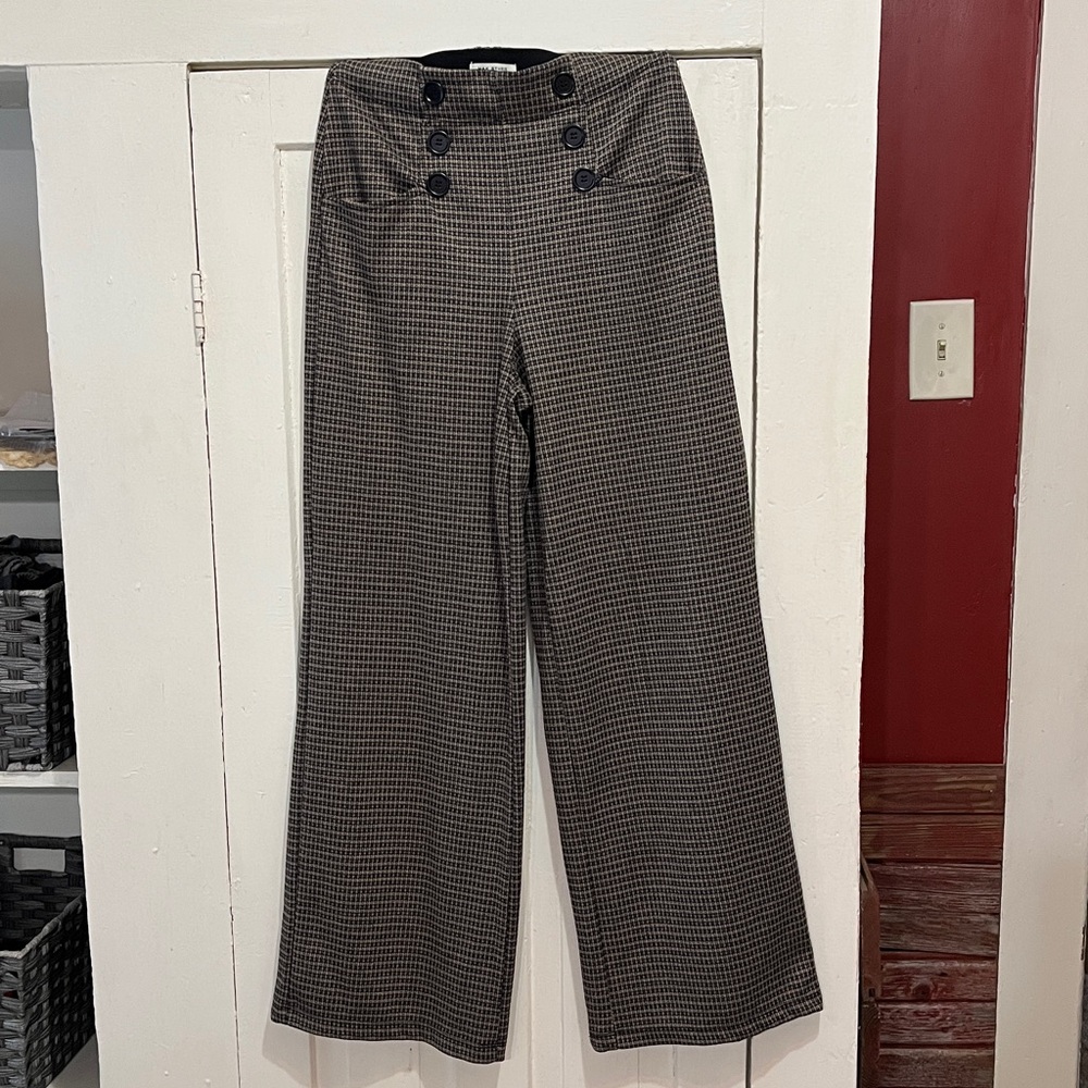 Max Studio Black and brown Checkered Pants
